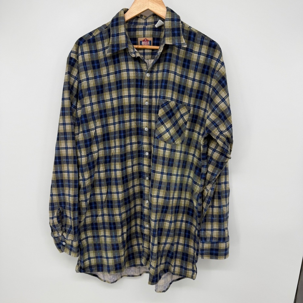 Vintage 90s American Edition Plaid Flannel Shirt XLT US Made Grunge Pristine